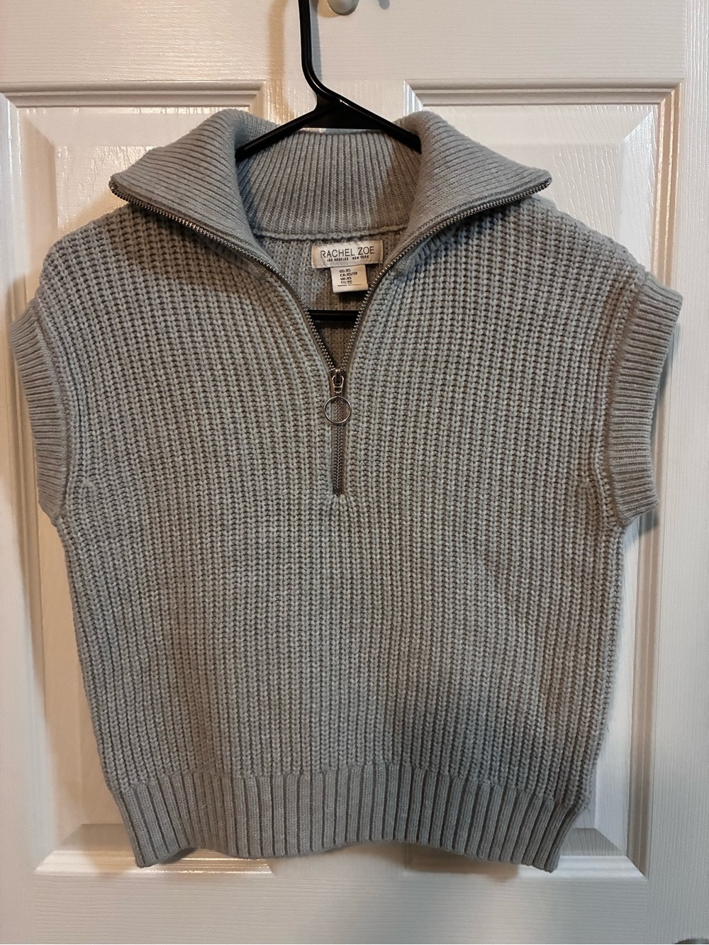 Rachel Zoe Light Gray Women’s Half-Zip Sleeveless Knit Sweater